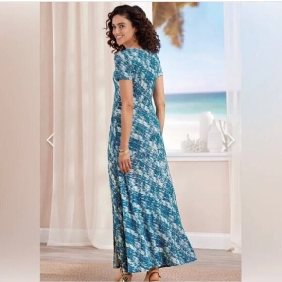 Soft Surroundings Joanna Abstract Print Ruched Wrap Maxi Dress - Picture 2 of 8